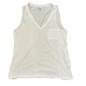 Madewell Women’s Whisper Cotton V Neck Pocket Tank Size Medium Optic White